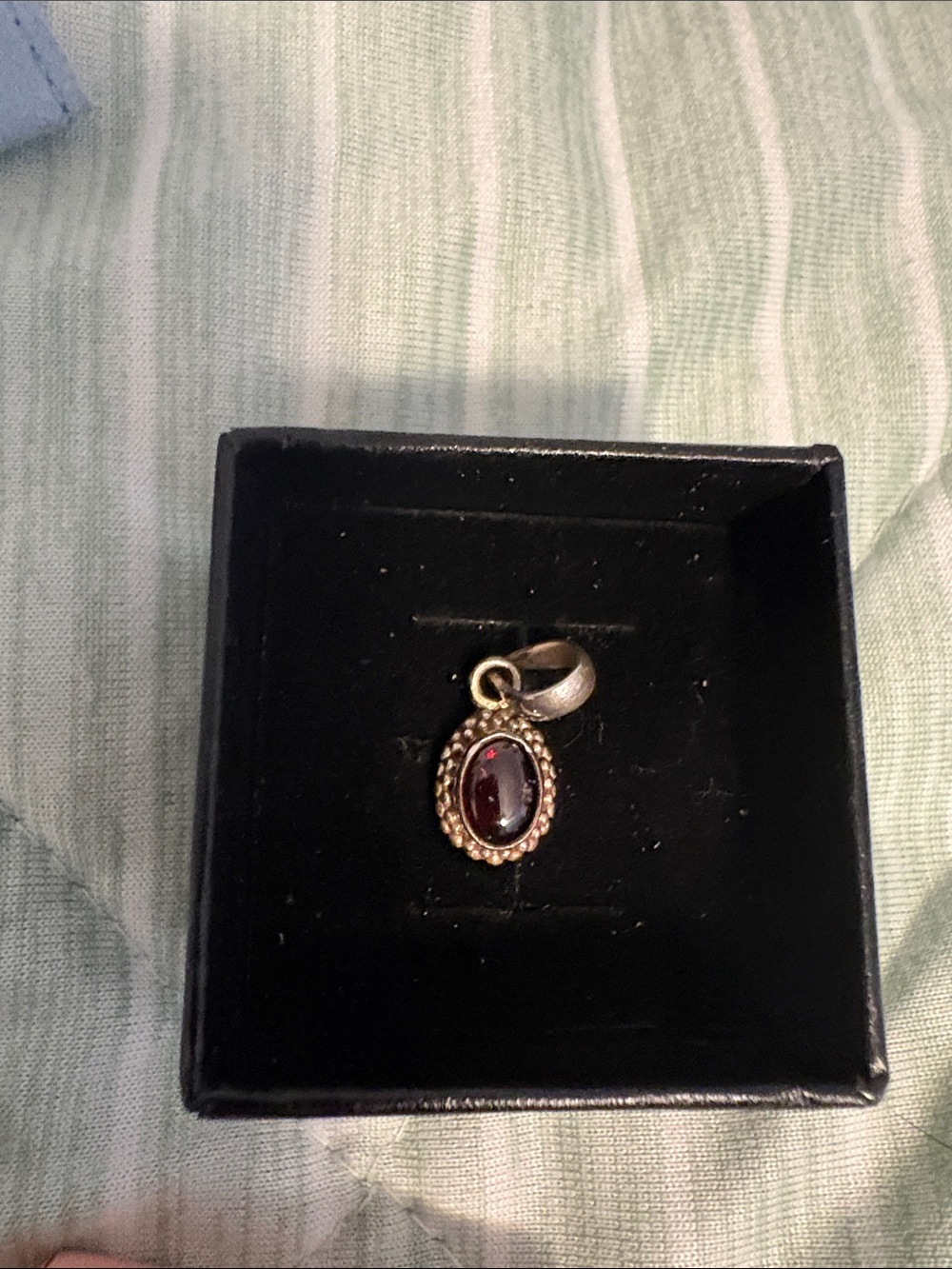 Vintage-Style Garnet Oval Pendant Necklace Charm